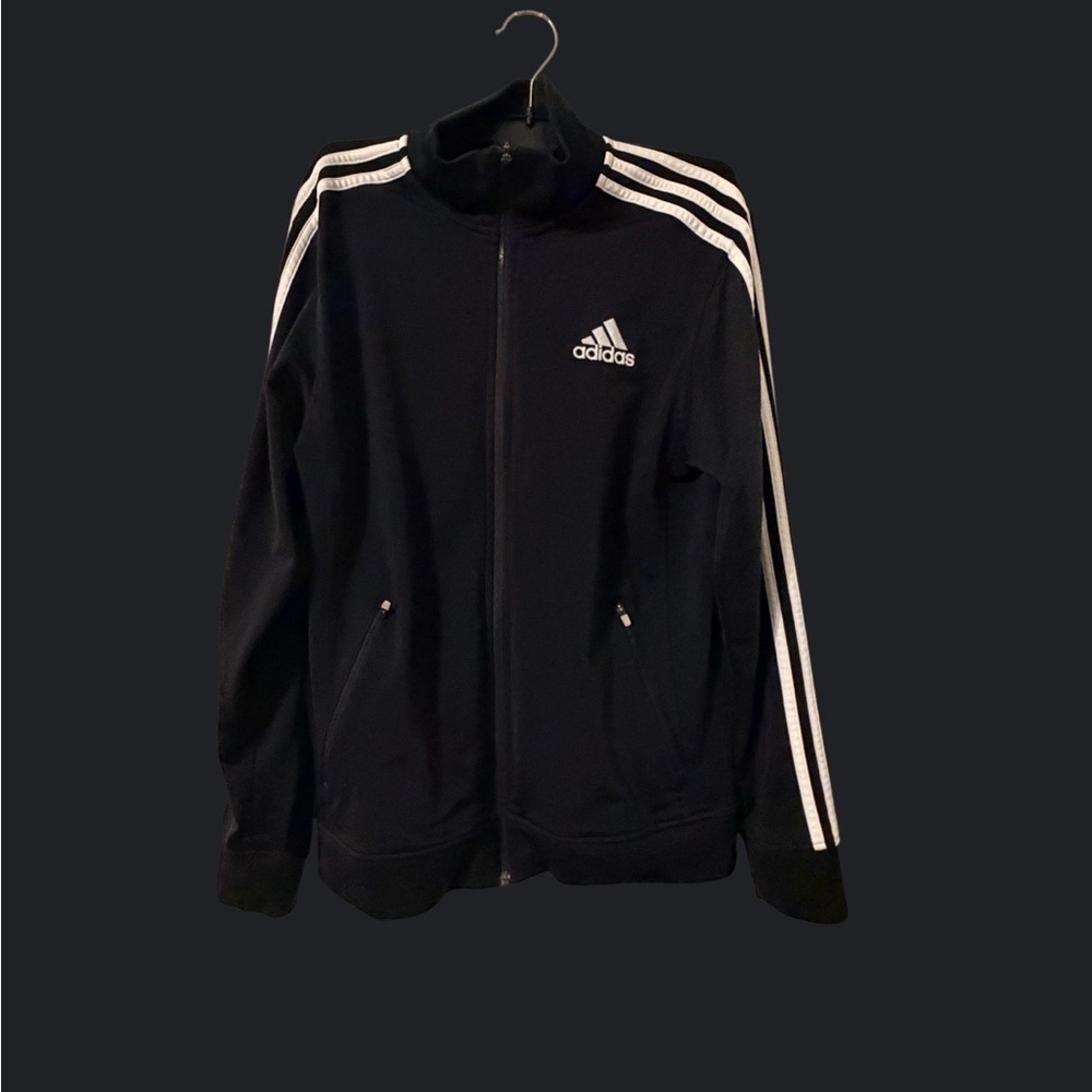 adidas Black Track Jacket with White Three-Stripes